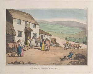 A View of Camelford, Cornwall, från Sketches from Nature, 1822., 1822. Skapare: Thomas Rowlandson, Joseph Constantine Stadler.