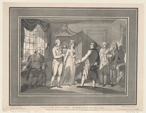Kapten Bowling introducerad till Narcissa, 12 maj 1800., 12 maj 1800. Skapare: Thomas Rowlandson, Joseph Constantine Stadler.