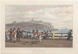 Spa Terrace, från Poetical Sketches of Scarborough, 1813., 1813. Skapare: Thomas Rowlandson, Joseph Constantine Stadler, J. Bluck.