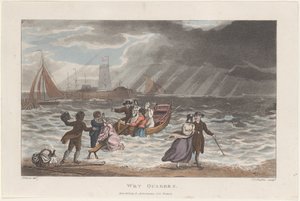 Wet Quakers, från Poetical Sketches of Scarborough, 1813., 1813. Skapare: Thomas Rowlandson, Joseph Constantine Stadler, J. Bluck.
