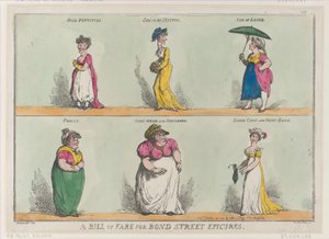 A Bill of Fare for Bond Street Epicures!!, 25 oktober 1808., 25 oktober 1808. av Thomas Rowlandson