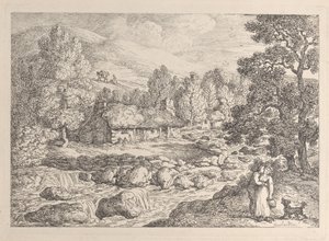 Ett vattenfall i Cornwall, ur ”Views in Cornwall” av Thomas Rowlandson