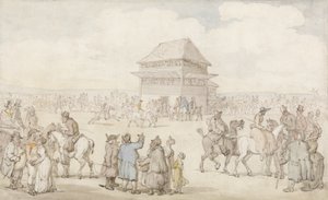 A Crowded Race Meeting, c.1805-10 (penna och bläck och w/c på papper) av Thomas Rowlandson