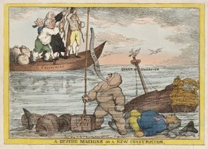 En dykmaskin på en ny konstitution, pub. 1806 av Thomas Rowlandson