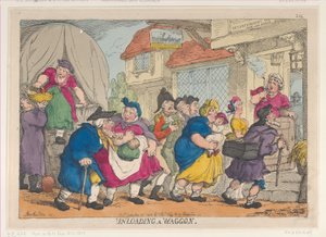 A Doleful Disaster, eller Miss Fubby Fatarmins peruk fattade eld, 12 september ..., 12 september 1813. av Thomas Rowlandson