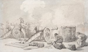 En fransk artilleridivision i aktion (akvarell) av Thomas Rowlandson