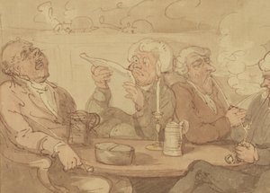 A Gentlemans Club (bläck & wc på papper) av Thomas Rowlandson