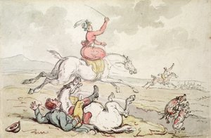 En jaktincident (penna & bläck och akvarell på papper) av Thomas Rowlandson