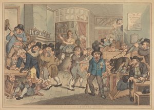 En galen hund på ett kafé av Thomas Rowlandson