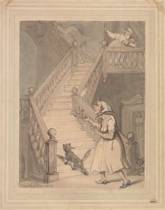 En ogift moster som känner lukten av eld av Thomas Rowlandson