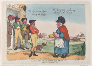 A Mistake at New Market, or Sport and Piety, 5 oktober 1807., 5 oktober 1807. av Thomas Rowlandson