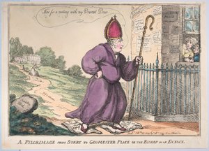 En pilgrimsfärd från Surry till Gloucester Place eller biskopen i en extacy, 27 februari 1809. av Thomas Rowlandson
