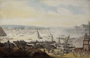En regatta på Themsen nedanför Westminster, av Thomas Rowlandson