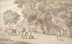 En väg vid en gård av Thomas Rowlandson
