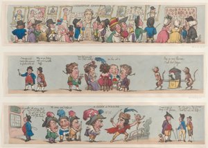 A Scene in Pizzaro, Grotesque Borders for Rooms and Halls, 1799-1800., 1799-1800. av Thomas Rowlandson