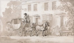 En diligens utanför ingången till ett värdshus av Thomas Rowlandson