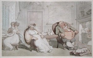 A Stolen Kiss (akvarell på papper) av Thomas Rowlandson