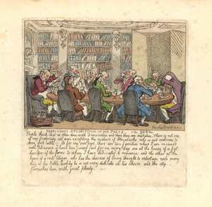 En grupp författare som äter hemma hos en rik medborgare. av Thomas Rowlandson