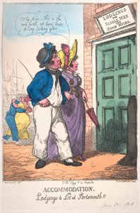 Boende eller logi att hyra i Portsmouth!!, 30 juni 1808., 30 juni 1808. av Thomas Rowlandson