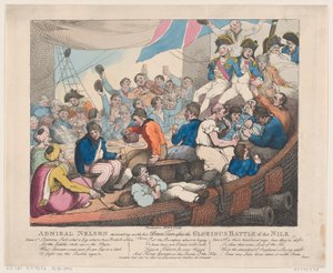 Amiral Nelson återskapar med sina modiga tjäror efter det härliga slaget vid..., 20 oktober 1798. av Thomas Rowlandson