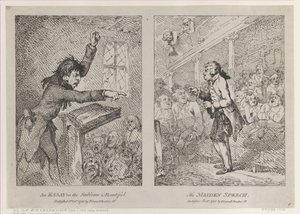 An Essay on the Sublime & Beautiful, The Maiden Speech, 1 oktober 1785., 1 oktober 1785. av Thomas Rowlandson