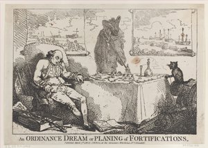 En förordningsdröm eller planering av befästningar, 7 mars 1786, 7 mars 1786. av Thomas Rowlandson