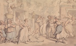 Arg scen på en gata av Thomas Rowlandson