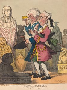 Antikvarier a la Grecque, pub. 1805 (handfärgad gravyr) av Thomas Rowlandson
