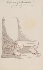 Antikt säte i vit marmor, efter originalet i Rom av Thomas Rowlandson