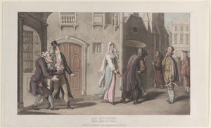 At Avignon, First Sight of Clara, från Journal of Sentimental Travels in the ..., 1 december 1817. av Thomas Rowlandson