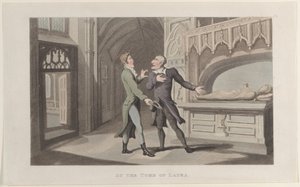At the Tomb of Laura, från Journal of Sentimental Travels in the Southern Provinces of..., 1817-21. av Thomas Rowlandson