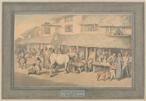 Bodmin, Cornwall: Franska fångar på villkorlig frigivning av Thomas Rowlandson