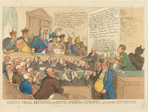 Boneys rättegång, dom och döende tal av Thomas Rowlandson