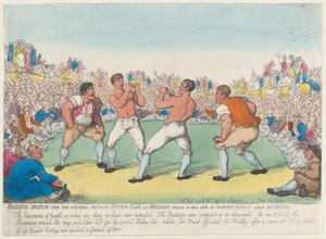 Boxningsmatch för 200 Guineas, mellan holländska Sam och Medley, utkämpad 31 maj 1810, den..., 5 juni 1810. av Thomas Rowlandson