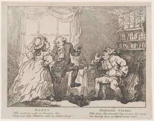 Bozzy och Madame Piozzi Frontispice, Bozzy och Piozzi av Peter Pindar, 1780-86., 1780-86. av Thomas Rowlandson
