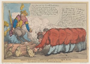Breda bottnar i Holland dyrkar sin nya kung, 23 juli 1806., 23 juli 1806. av Thomas Rowlandson
