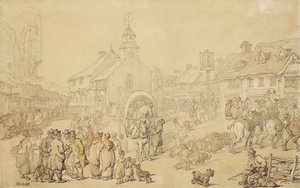 Cardiff (tusch  lavering på papper) av Thomas Rowlandson