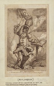 Karikatyr av William Pitt som en rökande get (stippstick) av Thomas Rowlandson