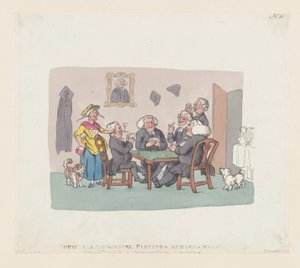 Christmas Academics Playing a Rubber at Whist, 1 april 1803., 1 april 1803. av Thomas Rowlandson