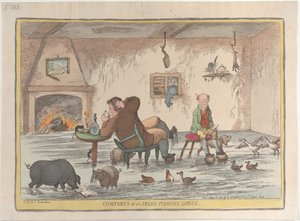 Comforts of an Irish Fishing Lodge, 12 maj 1812, 12 maj 1812. av Thomas Rowlandson