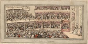 Covent Garden Theatre, pub. Henry Brookes, 1786 (handfärgad etsning) av Thomas Rowlandson