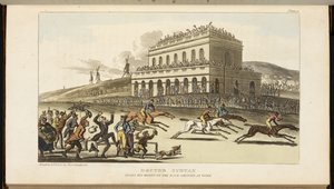 Doctor Syntax, förlorar sina pengar på racerbanan i York av Thomas Rowlandson