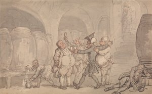 Dr. Syntax frigörs från källaren av Thomas Rowlandson