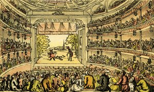 "Dr Syntax på Covent Garden Theatre" av Thomas Rowlandson