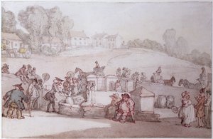 Dr Syntax at Harrogate Spa (penna, wc och blyertspenna på papper) av Thomas Rowlandson