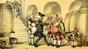 "Dr Syntax gjordes fri från källaren" av Thomas Rowlandson