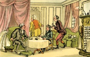 "Dr Syntax gör sitt testamente" av Thomas Rowlandson