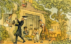 "Dr Syntax presenterar ett blomstererbjudande" av Thomas Rowlandson