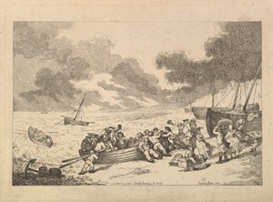Avfärd från Brighthelmstone till Diepp[e] (ur *Imitations of Modern Drawings*) av Thomas Rowlandson
