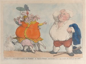 Engelska utställningar i Paris eller fransmän förvånade över vår förbättring av rasen o..., 1812. av Thomas Rowlandson
